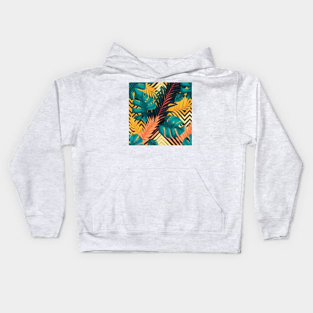 Bahamas palm leaves pattern Kids Hoodie by Andrew World